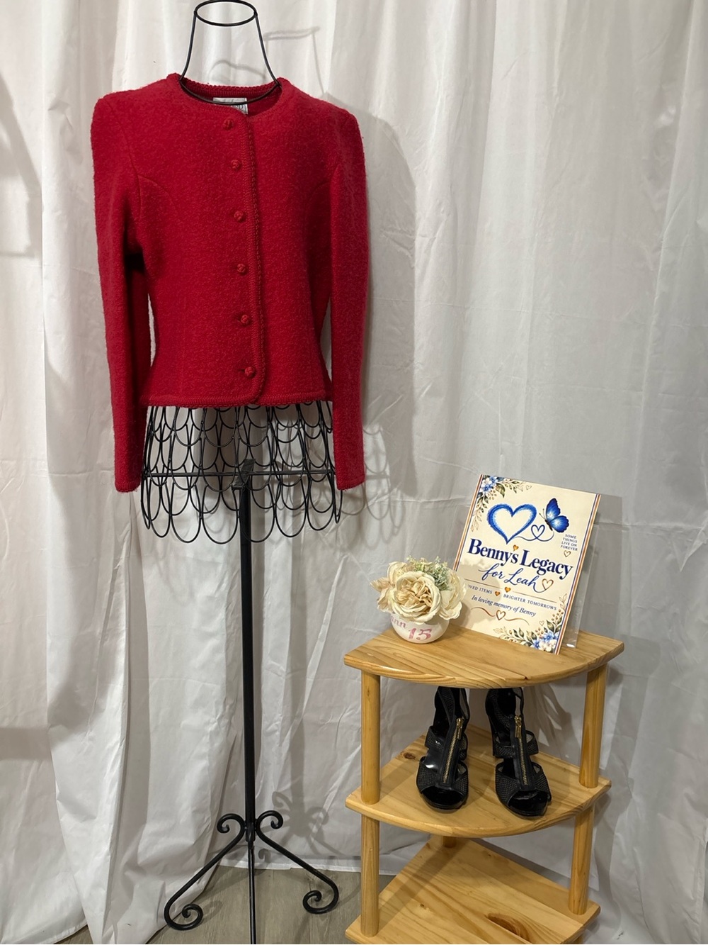 Lands' End Red Button-Front Women's Jacket